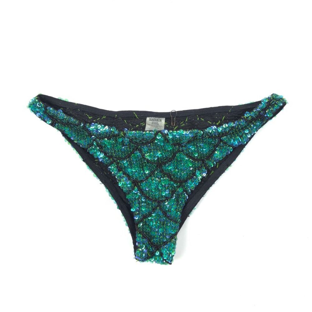 SEAQUEEN Swim Siren Mermaid Sequin Bikini Bottoms Coachella Festival Rave Boho